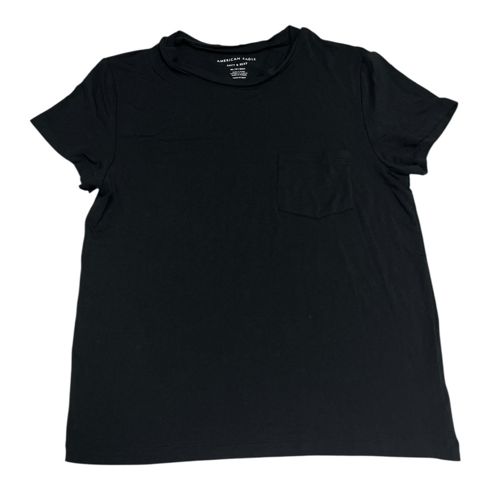 American Eagle Soft & Sexy Black Pocket Tee Women’s XS Minimalist